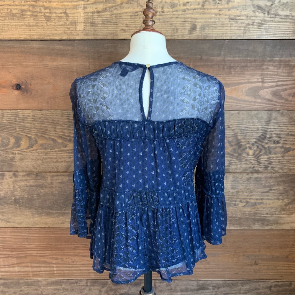 Lucky Brand Blue Gathered Top - Picture 3 of 8